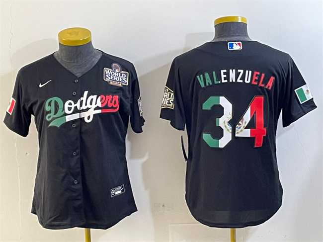 Womens Los Angeles Dodgers #34 Toro Valenzuela Black Mexico 2024 World Series Cool Base Stitched Jersey